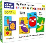Amazon Brand – Jam & Honey My First Fruits And Vegetables Puzzle – 100 Piece Puzzle – Learn A To Z With Fruits And Vegetables – Thick Pieces With Beautiful Illustrations