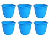 Gtb Set Of 6 Duro Flower Pot 8 Inches For Gardening,Indoor/Outdoor Planter (Blue)