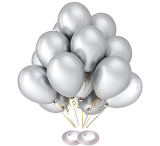 Amfin® 10 Inch (Pack Of 50) Silver Metallic Balloons For Birthday Decoration , Frozen Theme Party Decoration Items , Decoration For Weddings , Engagement , Baby Shower Decoration Items , 1St Birthday Party Decoration Items , Anniversary Party , Bachelors Party , Office Party , Diwali , New Year Party , Christmas Decoration Items