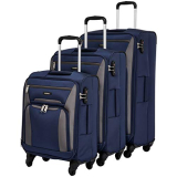 Amazon Brand – Solimo Softsided Suitcase Set With Wheels And Tsa Lock (78 Cm + 68.5 Cm + 56.5 Cm), Blue