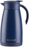 Polyset Supreme Carafe Vacuum Insulated Flask Jar 1200Ml Blue 1200 Ml Flask(Pack Of 1, Blue, Steel)