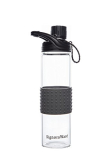 Signoraware Aqua Glow Borosilicate Glass Water Bottle, Set Of 1, (Black, 550Ml/21Mm)