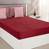 Amazon Brand – Solimo Water Resistant Anti-Bacterial Mattress Protector, Maroon, King, 78X72 Inch, 198 X 183 Cm, Cotton