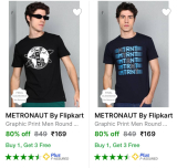 METRONAUT MEN’S T SHIRTS UPTO 87% OFF STARTING at ₹169