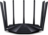Tenda Ac23 Dual-Band Wlan Router, Ac2100 Wi-Fi Gigabit (2.4 Ghz 300 Mbps, 5 Ghz 1733 Mbps, 4 X Gigabit Ports, App Control, 4 X 4 Mu-Mimo, 7 X 6 Dbi External Antennas), Black