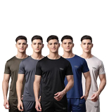 Vimal Jonney Men Regular Fit Cotton Blended Round Neck Tshirts(Multicolor_Xx-Large_Pack Of 5)-Dryfit_T_Blk_Blu_Gry_L.Gry_Olv_05-Xxl
