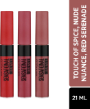 Maybelline New York Sensational Liquid Matte Po3(Touch Of Spice, Nude Nuance, Red Serenade, 21 Ml)