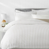 Amazonbasics Microfiber 3 Pieces Queen Duvet Cover Set With Grey Striped With 2 Pillow Covers
