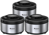 Mumma’S Life Stainless Steel Casserole Set Of 3 (1.5, 2, 2.5L) Pack Of 3 Thermoware Casserole Set(1500 Ml, 2000 Ml, 2500 Ml)