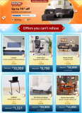 FURNITURE & MATTRESSESUp to 75% OffBlockbuster Value Days  Last 2 days of sale– Free delivery on first order– No Cost EMI