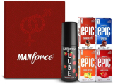 Manforce Epic Love Redbox, 4 Epic Condoms + 1 Lubricant Gel | Gift For Romantic Ones Condom(Set Of 5, 40 Sheets)