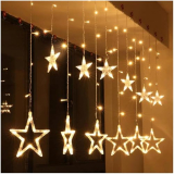 One94Store Star Curtain LED String Lights – 138 LED, 8 Flash Modes, Warm White Copper Wire Fairy Lights for Window, Wall, Garden, Diwali, Christmas, Wedding & Home Decoration (3 Meter)