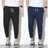 Btmz Solid Men Black, Blue Track Pants