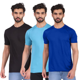 London Hills Solid Men Round Neck Multicolor T-Shirt