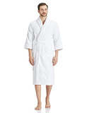 Amazon Brand – Solimo 100% Cotton Unisex Bathrobe, Brilliant White, Large, Set Of 1
