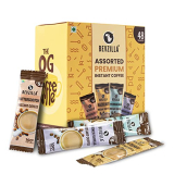 Bevzilla 48 Instant Coffee Powder Sachets (48 X2 Gram Sachets)| Turkish Hazelnut, Colombian Gold, French Vanilla & English Butterscotch | 12 Sachets Each Flavour| Hot & Cold Coffee| Makes 48 Cups| 100 % Arabica Coffee| Strong Coffee| Best Coffee| Espresso, Latte, Cappuccino