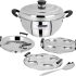 Renberg Steelix Plus Tope Set With Lid 3.5 L, 4.3 L Capacity 16 Cm, 18 Cm, 20 Cm Diameter(Stainless Steel, Induction Bottom)