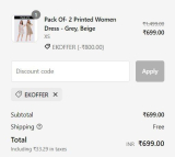 LOOT DEAL BEFIKRAY : 2 X PRINTED WOMAN DRESS at ₹699USE CODE : EKOFFER