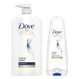 Dove Intense Repair Shampoo 1 Litre + Conditioner 175Ml, Combo | For Dry And Damaged Hair | Enriched With Fibre Actives | Strengthening Shampoo For Smooth & Strong Hair