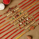 Tonkwalas Rakhi, Greeting Card, Chawal Roli Pack  Set(10 Rakhi, 1 Greeting Card, 1 Pack Roli Chawal)