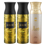 Ajmal Aurum & Aurum & Wisal Deodorant Spray – For Women (200 Ml, Pack Of 3)