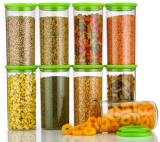 Floraware Plastic Storage Container Set For Kitchen Airtight, Unbreakable,Set Of 8, Green  – 900 Ml Plastic Grocery Container(Pack Of 8, Green)