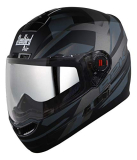 Steelbird Sba-1 R2K Double Visor Full Face Graphics Abs Helmet, Inner Silver Sun Shield And Outer Clear Visor (Medium 580 Mm, Matt Black Grey)