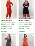Metro Fashion Women Kurta Set at ₹499Pay With UPI Extra ₹15 Off