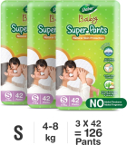 Dabur Baby Super Pants | Diaper Infused With Aloe Vera, Shea Butter & Vitamin E | Insta-Absorb Technology – S(126 Pieces)