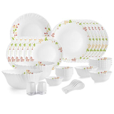 Cello Opalware Dazzle Secret Garden Dinner Set, 35Pcs, White