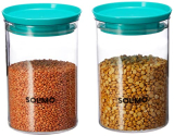 Amazon Brand – Solimo Airtight Plastic Storage Containers, Set Of 2 (900 Ml Each) (Blue)