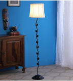 Ntu-34 Off White Cotton Shade Floor Lamp With Metal Base By Tu Casa Holder Type B-22 (Bulb Not Included)