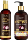 Olixo Onion Black Seed Hair Oil With Comb Applicator And Onion Shampoo(2 Items In The Set)