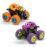 Graphene Monster Truck For Boys 3 4 5 6 7 Year Old,Push And Go Friction Powered Car Toys, Double-Directions Inertia Pull Back Vehicle Set,Birthday Party Gift For Kids (‎Multicolor)
