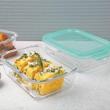 La Opala Cook Serve Store 100% Borosilicate Glass Storage Container | Simply Store With Lid | Rectangle 1.05 L | Microwave & Oven Proof | Dishwasher & Freezer Proof | Strong & Durable | Transparent