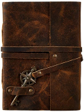 Amazon Brand – Solimo Vintage Leather Bound Diary With Vintage Key For Sketching (Distressed Brown)