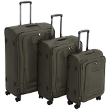Amazonbasics 3 Piece Expandable Softside Spinner Luggage Suitcase With Tsa Lock And Wheels Set – Olive