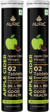 Auric Apple Cider Vinegar Effervescent Tablets With Vitamins B6,B12(2 X 20 Tablets)