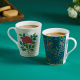 Home Centre Corsica Bela Printed Bone China Coffee Mug – Set Of 2