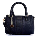 Lino Perros White Leatherette Satchel (Black)