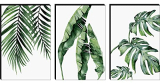 Saf Set Of 3 Preety Green Leaf Modern Art Mdf Self Adhessive Uv Textured Painting 27 Inch X 12 Inch(Each Painting Size 12 Inch X 9 Inch) Phc30197