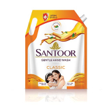Santoor Classic Gentle Hand Wash, 1500Ml With Natural Goodness Of Sandalwood & Tulsi