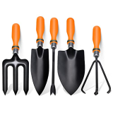 Buildskill Gts010 Gardening/Planting Hand Tool Kit, Rust Free Trowel, Transplanter, Weeder, Hand Rake & Cultivator, Heavy Duty Gardening Tool Kit For Home Gardening (Orange)(Pack Of 5)
