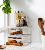 Amazon Brand – Solimo Three-Tier Corner Storage Rack, Stainless Steel, (25 Cm X 25 Cm X 19 Cm)