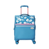 Genie Paramour Trolley Bag Small Size, 57 Cms Blue Printed Soft Luggage Travel Bag For Women, 8 Wheel Small Luggage Suitcase For Travelling, Cabin-Friendly Small Suitcase