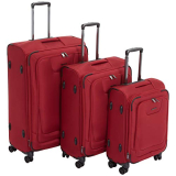 Amazonbasics 3 Piece Expandable Softside Spinner Luggage Suitcase With Tsa Lock And Wheels Set – Red