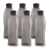Cello Texas Plastic Pet Bottle, 1 Litre, Set Of 6, Black