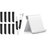 Striff 12 Pieces Highly Flexible Silicone Micro Usb Protector, Mouse Cable & Uph2W Multi Angle Tablet/Mobile Stand. Holder For Iphone, Android, Samsung, Oneplus, Xiaomi. Portable,Foldable Stand.
