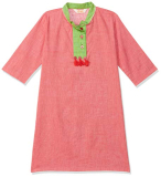 Zemyra Girl’S Cotton Kurta (Zkss20K1_Rose Red_7-8 Yrs)