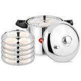 Pigeon Stainless Steel Idly Maker 6 Plates Compatible With Induction And Gas Stove